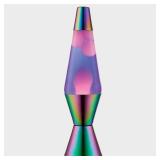 LAVA 14.5\" Iridescent Chrome Novelty Table Lamp: Hand-Painted, Electric Wax Motion Light for Teens - Retail: $30