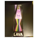 LAVA 14.5\" Iridescent Chrome Novelty Table Lamp: Hand-Painted, Electric Wax Motion Light for Teens - Retail: $30
