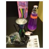 LAVA 14.5\" Iridescent Chrome Novelty Table Lamp: Hand-Painted, Electric Wax Motion Light for Teens - Retail: $30