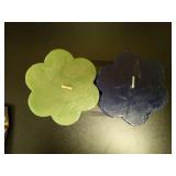 ASet of Room Essentials Scallop Figural Candles in Green & Blue.  5.5in high - Retail: $0