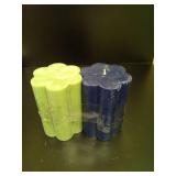 ASet of Room Essentials Scallop Figural Candles in Green & Blue.  5.5in high - Retail: $0