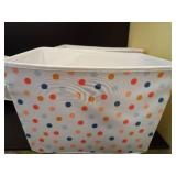 Set of 3 Pillowfort White with Colored Polka-Dot Baskets.  2 15\"x10\"x10\" and one 10.5\"x10.5\"x5\". - Retail: $26