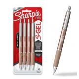 Sharpie S-Gel  Gel Pens  Sleek Metal Barrel  Champagne  Medium Point (0.7mm)  Black Ink  4 Count - Retail: $16