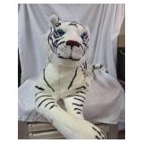 Giant White Tiger Plush Toy with Blue Eyes