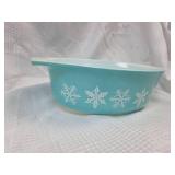 Pyrex Turquoise Snowflake Casserole Dish