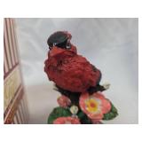 Musical Cardinal Figurine with Flowers