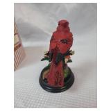 Musical Cardinal Figurine with Flowers