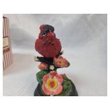 Musical Cardinal Figurine with Flowers