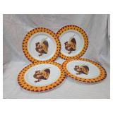 Rooster Pattern Dinner Plates Set Plastic