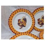 Rooster Pattern Dinner Plates Set Plastic