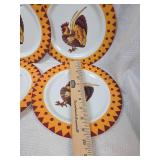 Rooster Pattern Dinner Plates Set Plastic
