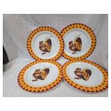 Rooster Pattern Dinner Plates Set Plastic