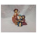 Victorian Style Reading Children Figurine