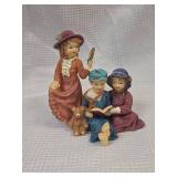Victorian Style Reading Children Figurine