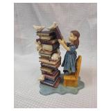 Holy Bible Stack Figurine with Birds and Bunnies