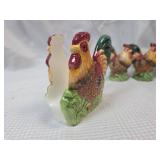 Hand Painted Ceramic Rooster Napkin Holder and Salt and Pepper Shakers
