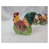 Hand Painted Ceramic Rooster Napkin Holder and Salt and Pepper Shakers