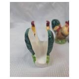 Hand Painted Ceramic Rooster Napkin Holder and Salt and Pepper Shakers