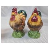 Hand Painted Ceramic Rooster Napkin Holder and Salt and Pepper Shakers