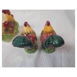 Hand Painted Ceramic Rooster Napkin Holder and Salt and Pepper Shakers