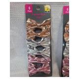 3 Metallic Bow Hair Clips 6-Pack Set