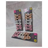 3 Metallic Bow Hair Clips 6-Pack Set