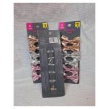 3 Metallic Bow Hair Clips 6-Pack Set