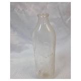 Frosted Glass Milk Bottle with Dogs Playing Scene