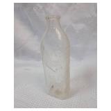 Frosted Glass Milk Bottle with Dogs Playing Scene