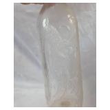 Frosted Glass Milk Bottle with Dogs Playing Scene