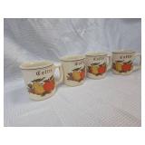 1970s Fruit Pattern Coffee Mugs Set of 4