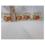 1970s Fruit Pattern Coffee Mugs Set of 4