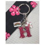 Hawaii H Letter Glitter Keychain