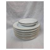 White Porcelain Dinner Plates with Gold Trim