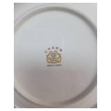 White Porcelain Dinner Plates with Gold Trim