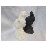 Black and White Ceramic Bird Figurines