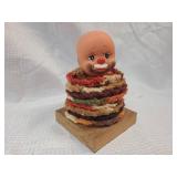 Vintage Crochet coaster Holder with Doll head