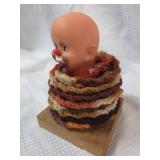 Vintage Crochet coaster Holder with Doll head