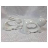 White Porcelain Bunny and Bear Napkin Rings Set