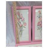 Pink Framed Rose Watercolor Prints - Set of 3