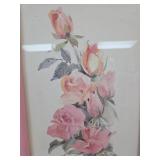 Pink Framed Rose Watercolor Prints - Set of 3