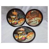 1970s Kitchen Scene Metal Serving Trays Set