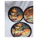 1970s Kitchen Scene Metal Serving Trays Set