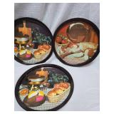 1970s Kitchen Scene Metal Serving Trays Set
