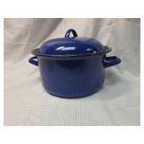 Blue Enamel Cooking Pot with Lid