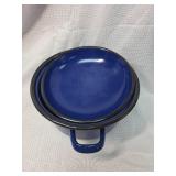 Blue Enamel Cooking Pot with Lid