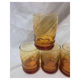Vintage Amber Glasses Set of 8