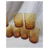 Vintage Amber Glasses Set of 8