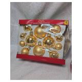 Gold Glass Christmas Ball Ornaments - 12 Pack