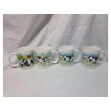 Holstein Cow Farm Scene Coffee Mugs Set of 4